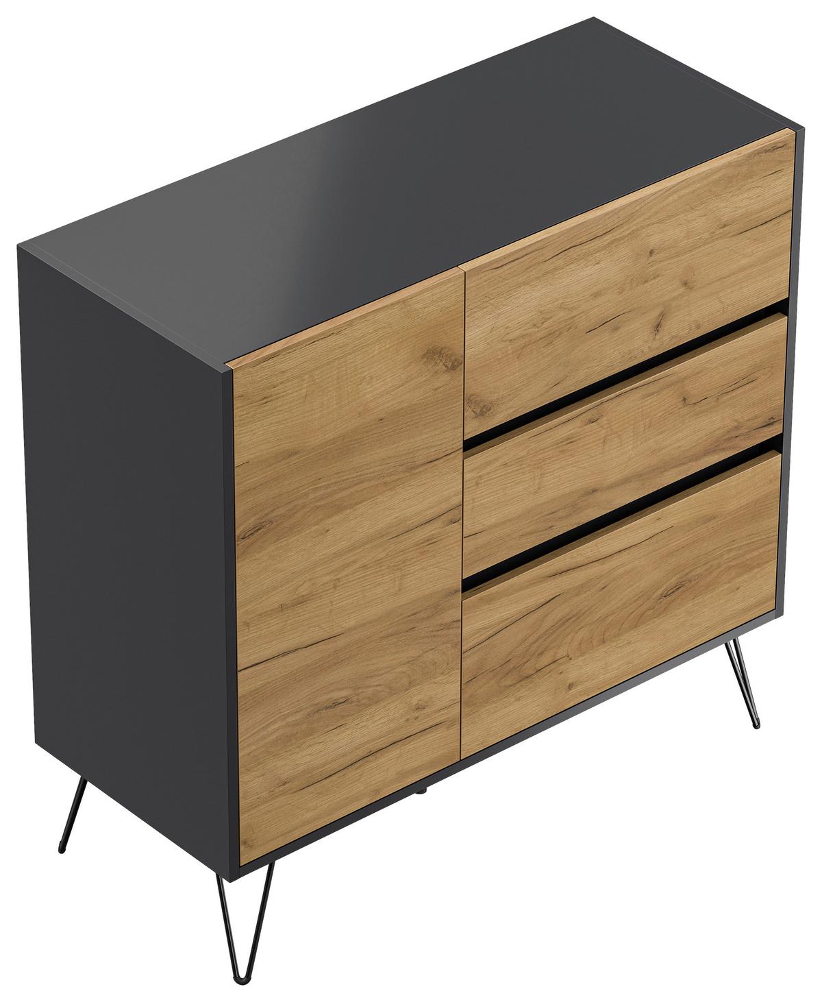 Sideboard Posseik Industrial Graphitfarben/Eichef. B: 99 cm - Elfenbein/Eichefarben, Design, Holzwerkstoff (99/93,6/42cm) - P & B