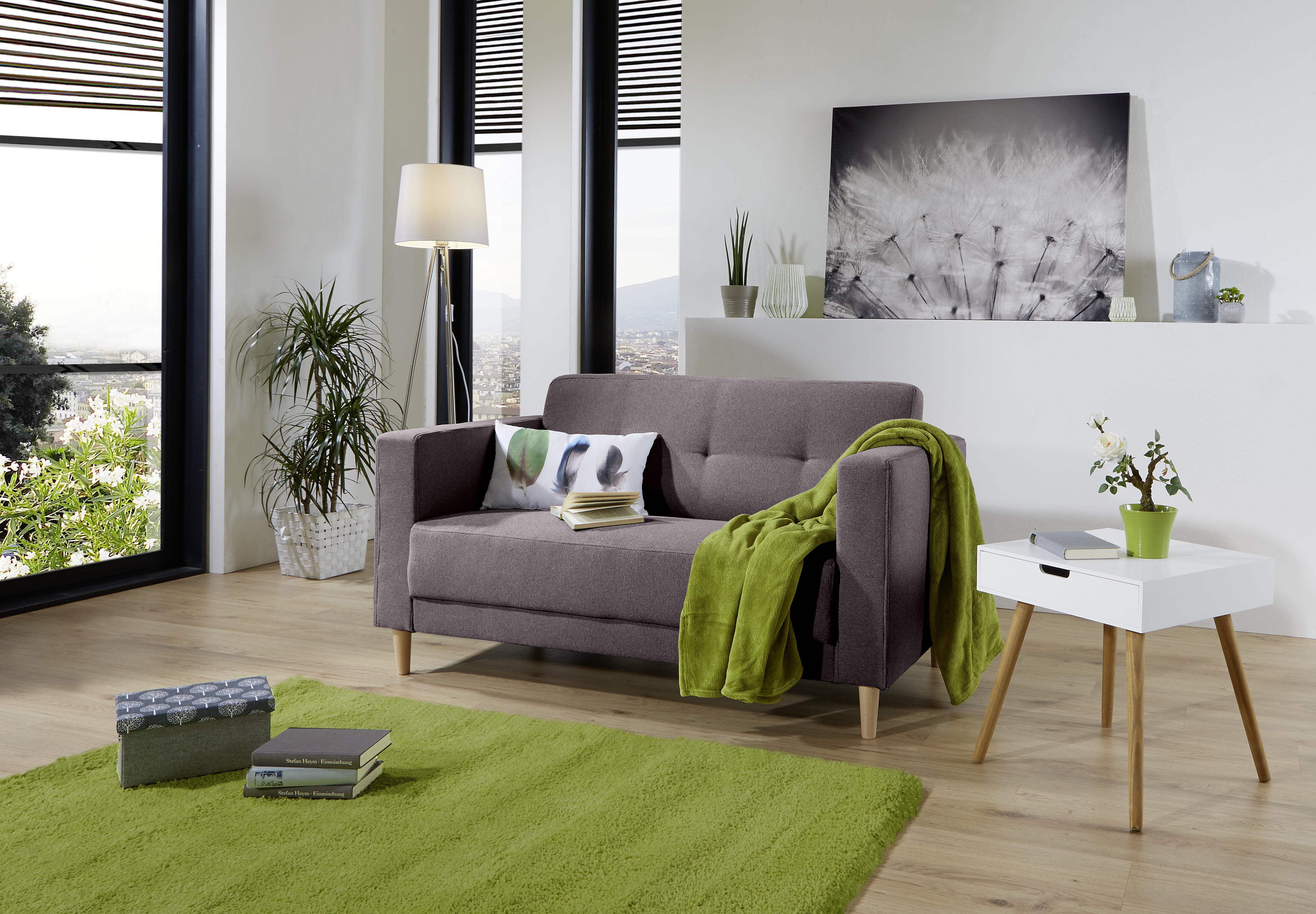 Zweisitzer-sofa Geneve Webstoff - Anthrazit/Naturfarben, MODERN, Textil (148/81/75cm)
