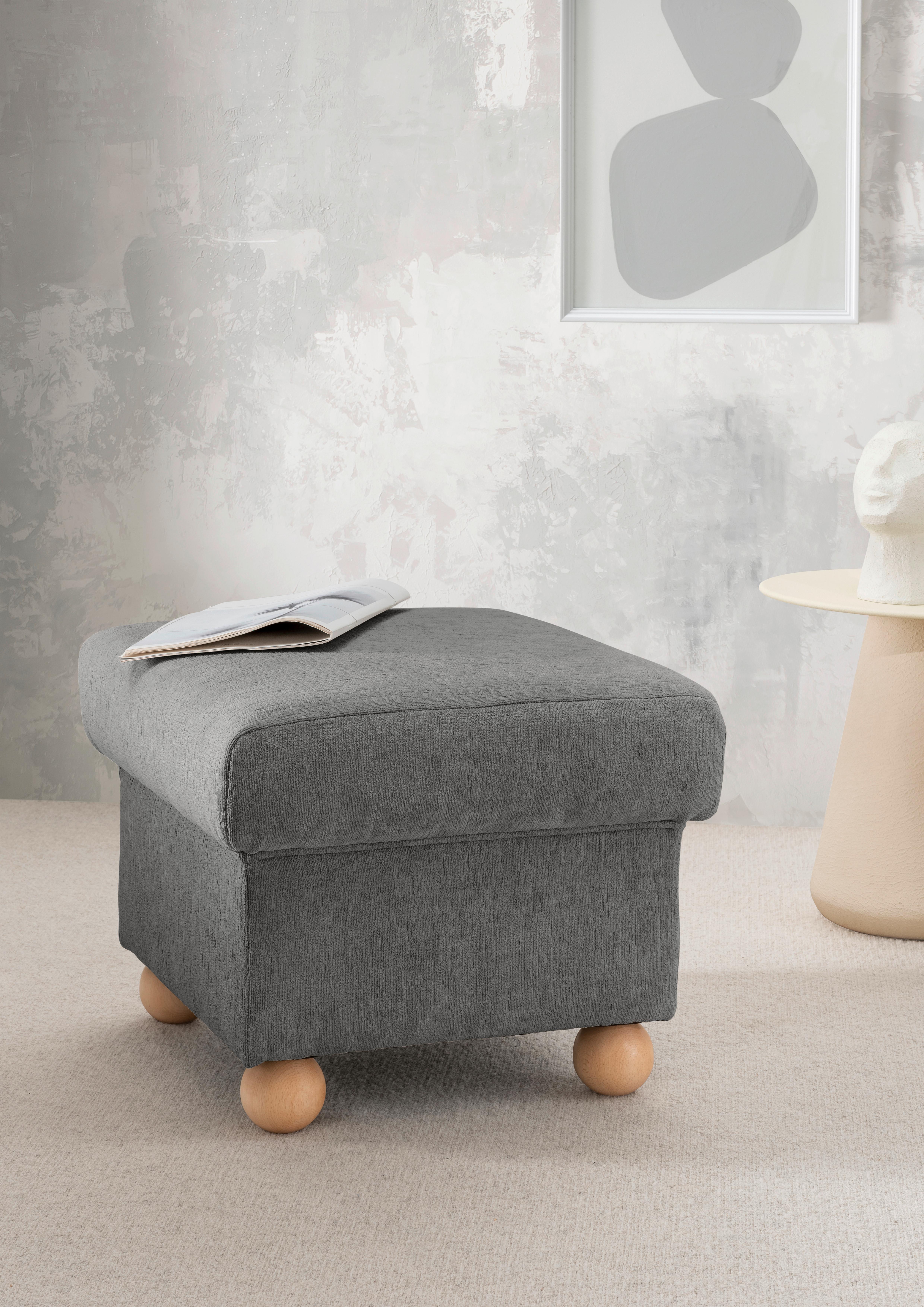HOCKER Torello Graubraun B: 56cm - Wildeiche/Graubraun, KONVENTIONELL, Textil (56/46/56cm) - Livetastic