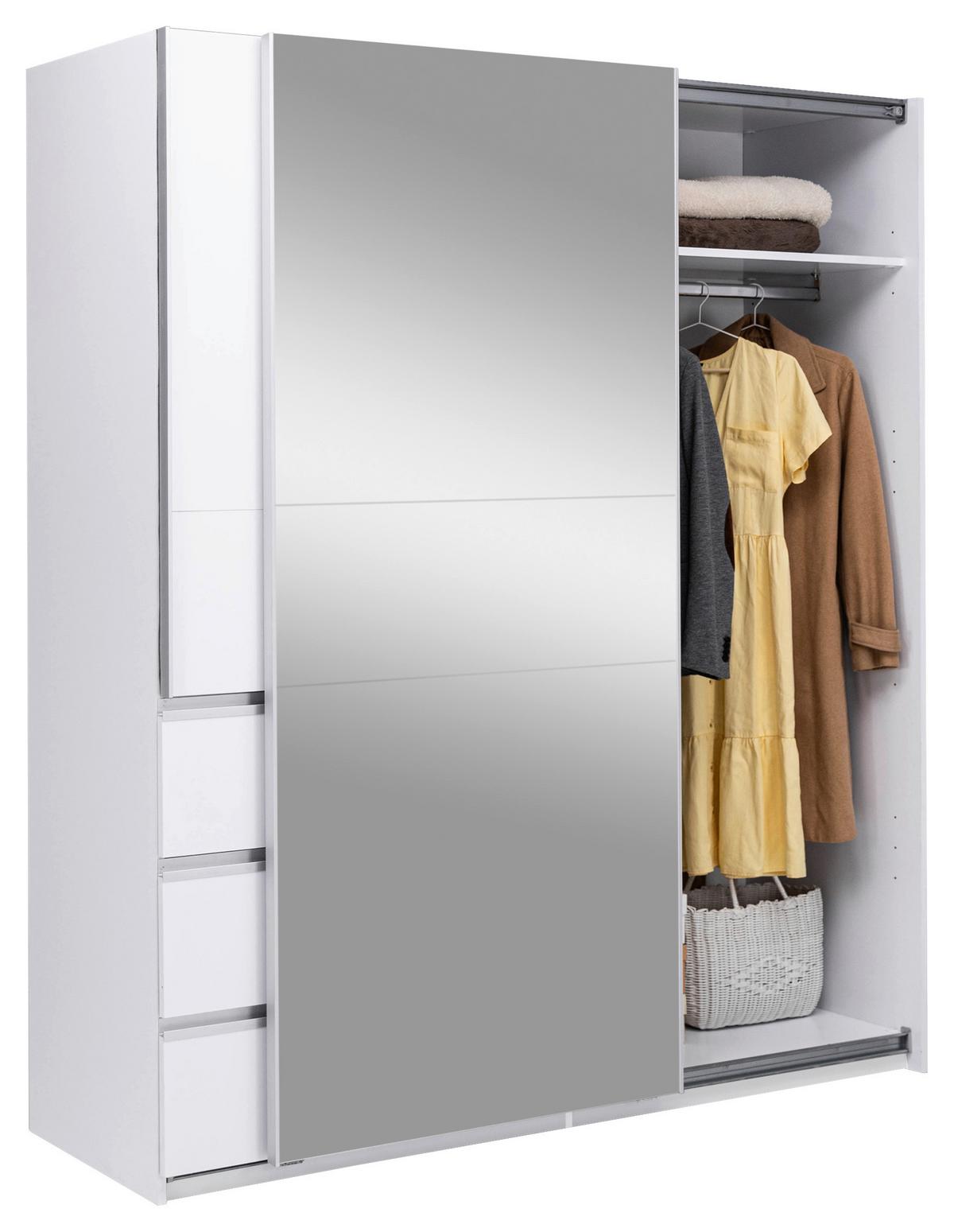 SCHIEBETÜRENSCHRANK Wilma Weiß B: 175cm - Weiß, MODERN, Holzwerkstoff (175/210/61,5cm) - P & B