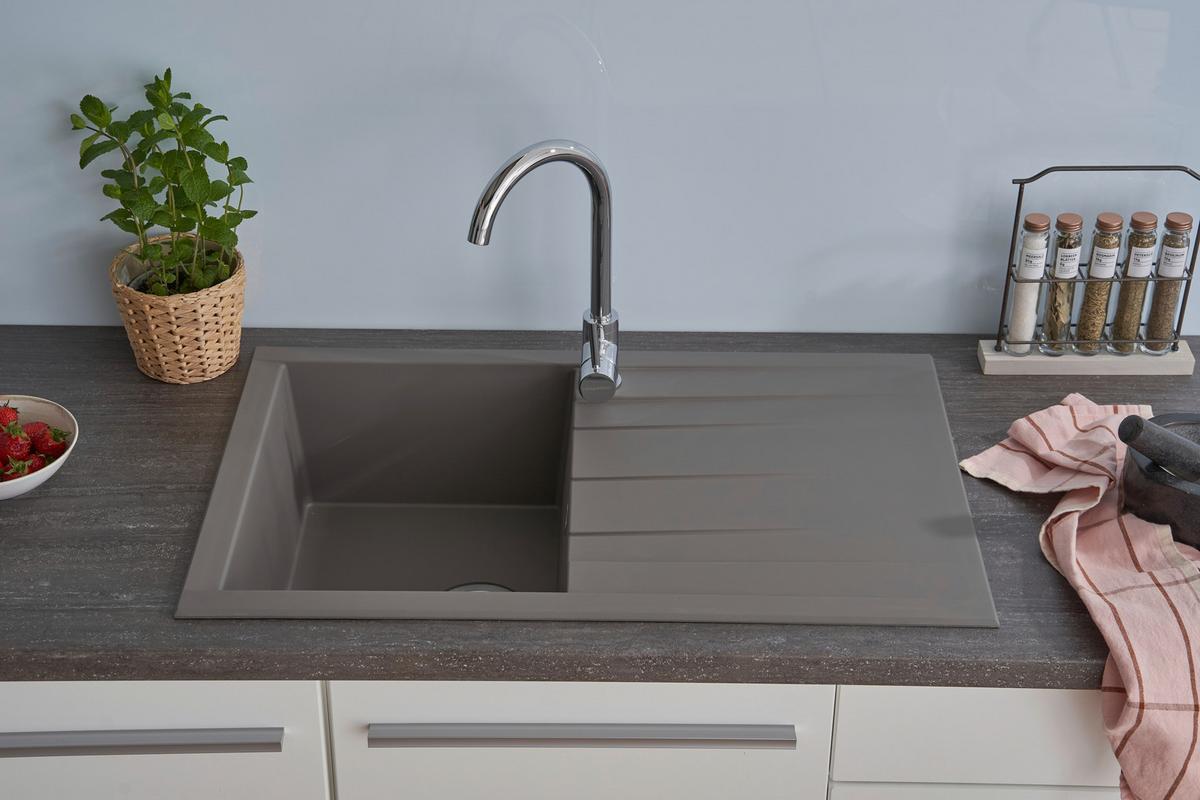 Spüle Respekta Houston Kunststein Bxt: 80x50 cm - Grau, Trend, Glas/Kunststoff (80/21/50cm) - Respekta