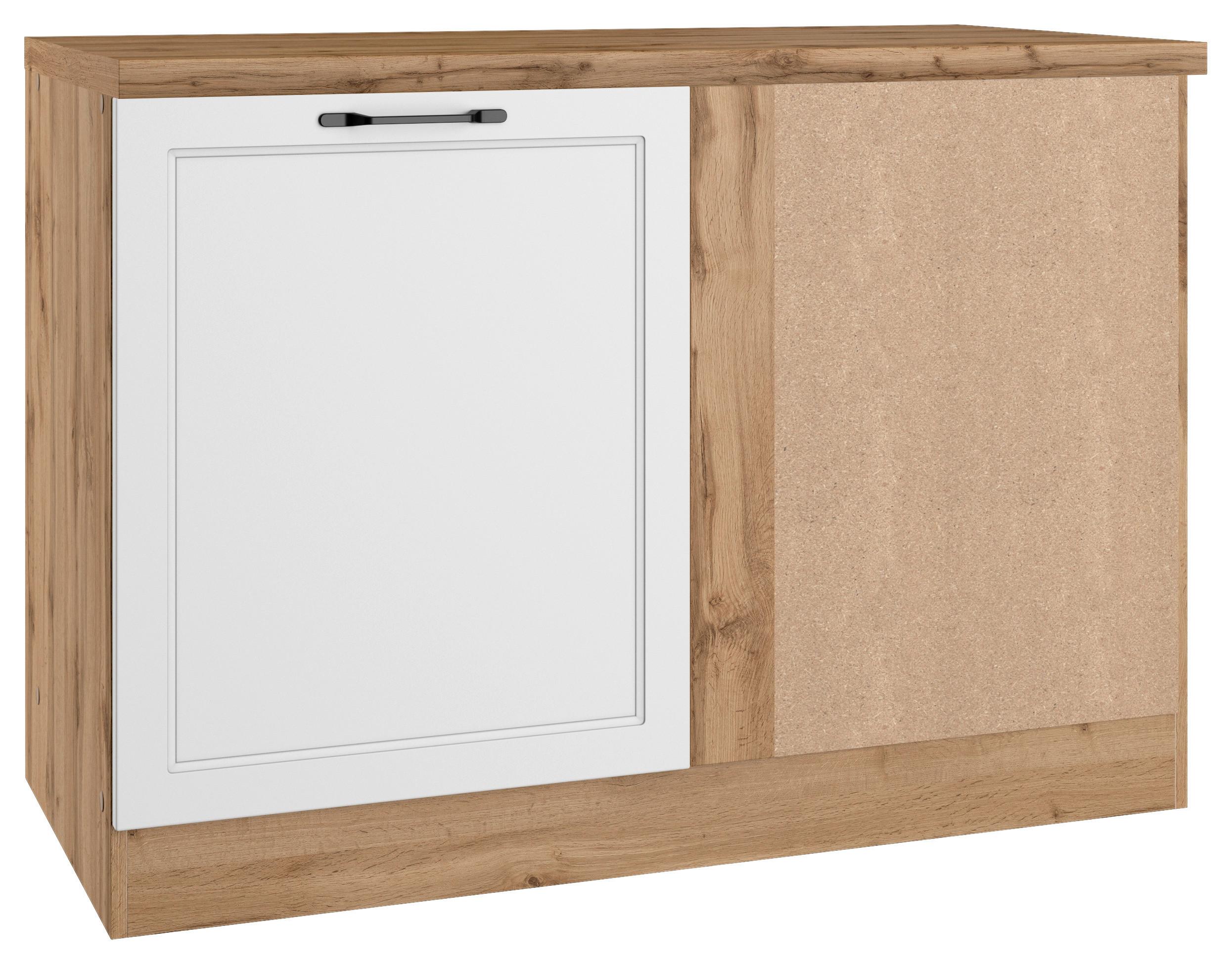 Eckunterschrank Meran B: 120 cm Weiß/Eiche Dekor - Eiche Wotan/Weiß, LIFESTYLE, Holzwerkstoff (120/86/60cm) - Held