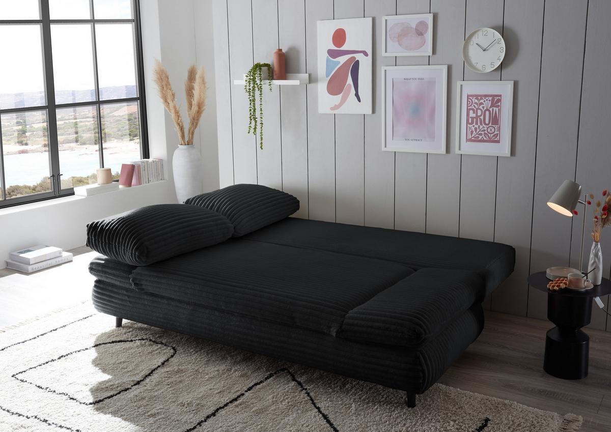 Schlafsofa Sunny Schwarz B: 212 Cm - Schwarz, KONVENTIONELL, Textil (212/88/101cm) - MID.YOU