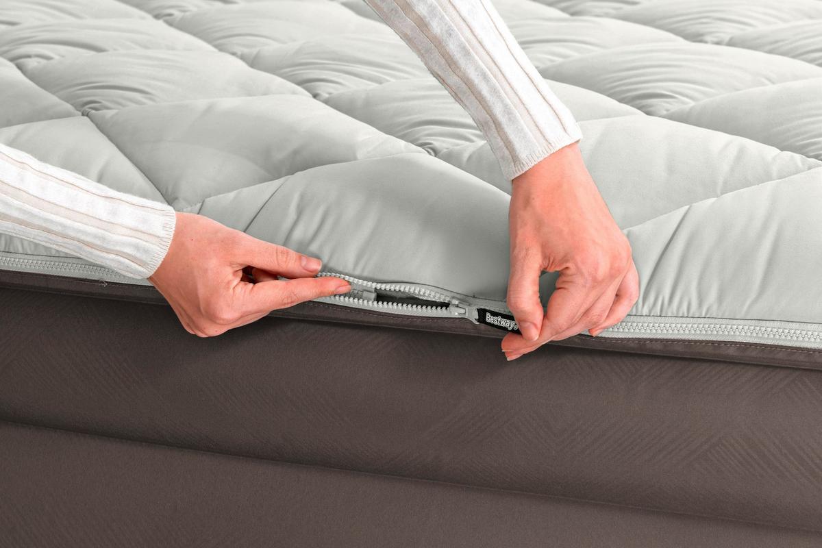 Luftbett Gloria 203x152x51 Cm Bis 350kg, Inkl. Pumpe - Braun/Grau, KONVENTIONELL, Kunststoff/Metall (203/152/51cm) - Bestway