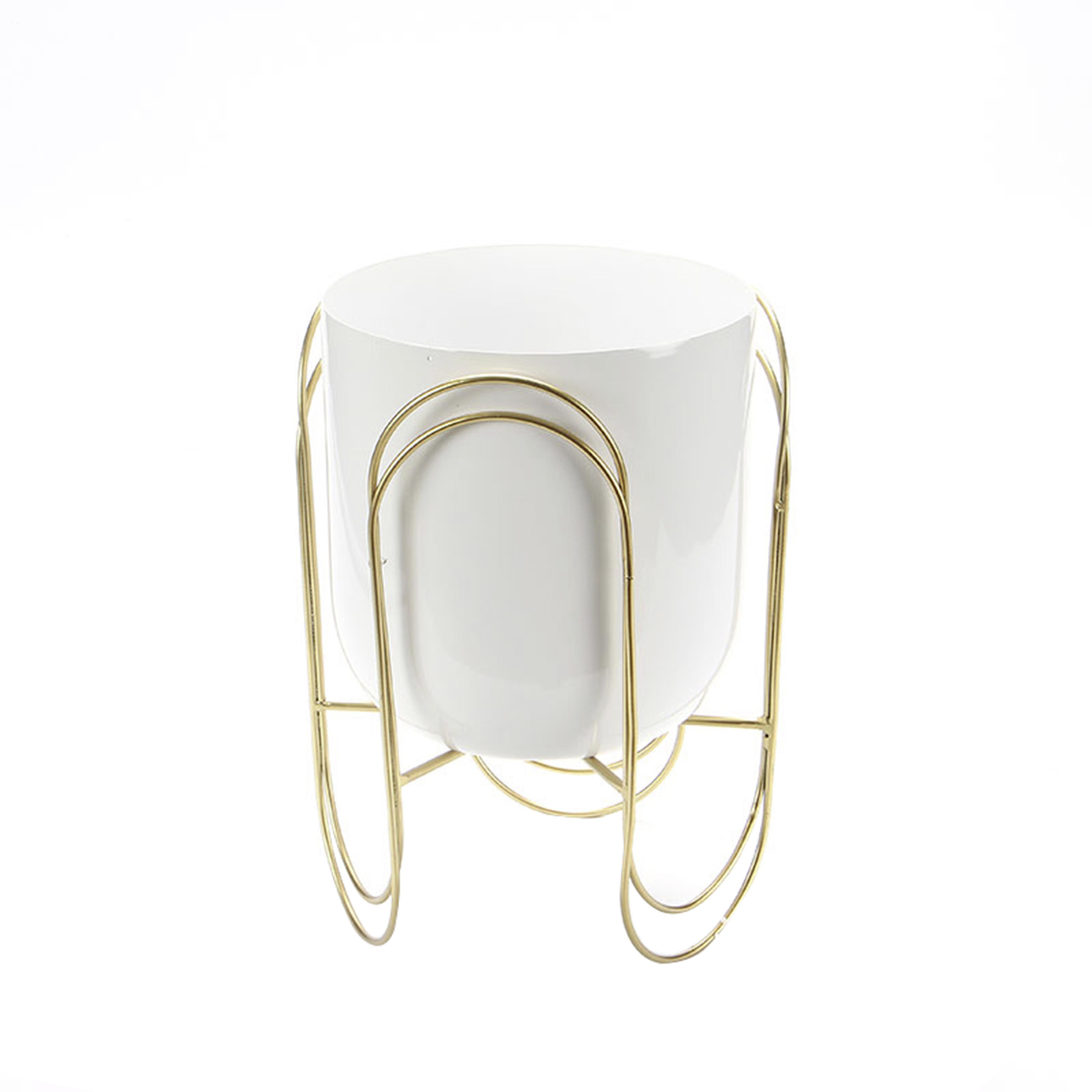 Obal Na Květináč Swing, V: 28cm - bílá/barvy zlata, kov (21/18,5/28cm) - Modern Living