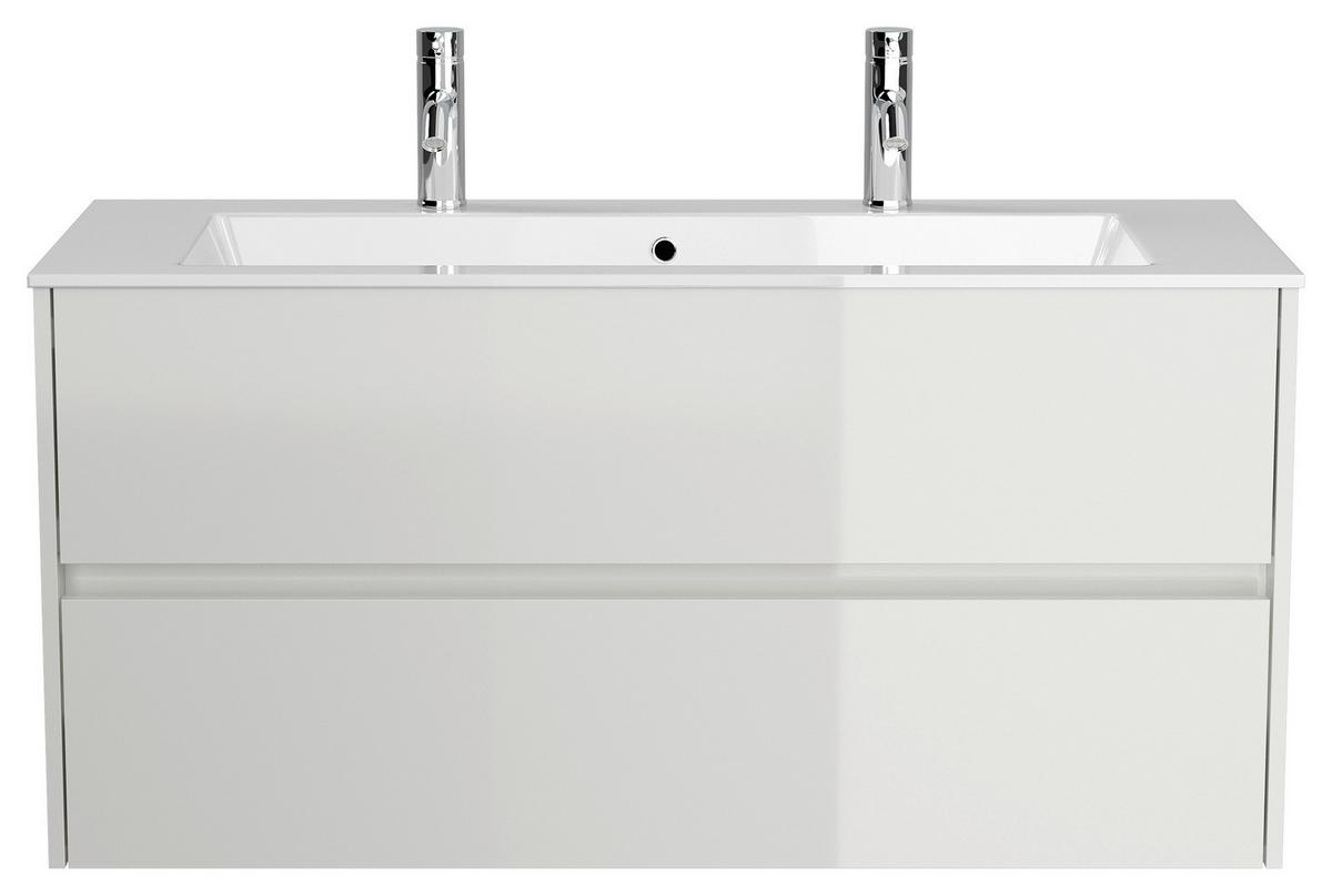 Waschtischkombi Limes Weiß Hg B: 120 Cm - Weiß Hochglanz/Weiß, MODERN, Holzwerkstoff/Stein (120/58,5/46,5cm) - MID.YOU