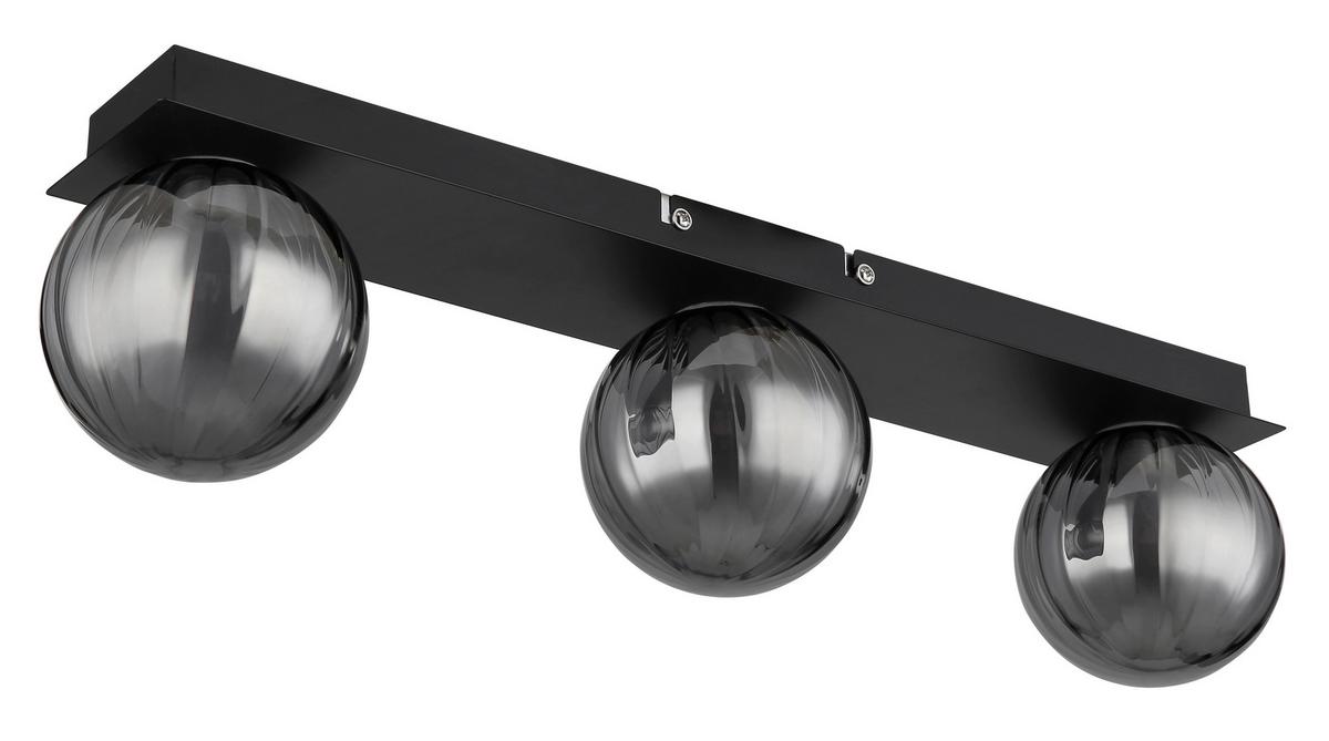 Bad-Deckenleuchte Ip44 Schwarz 3-Flammig - Schwarz, Design, Glas/Metall (50/10/12,5cm) - Globo
