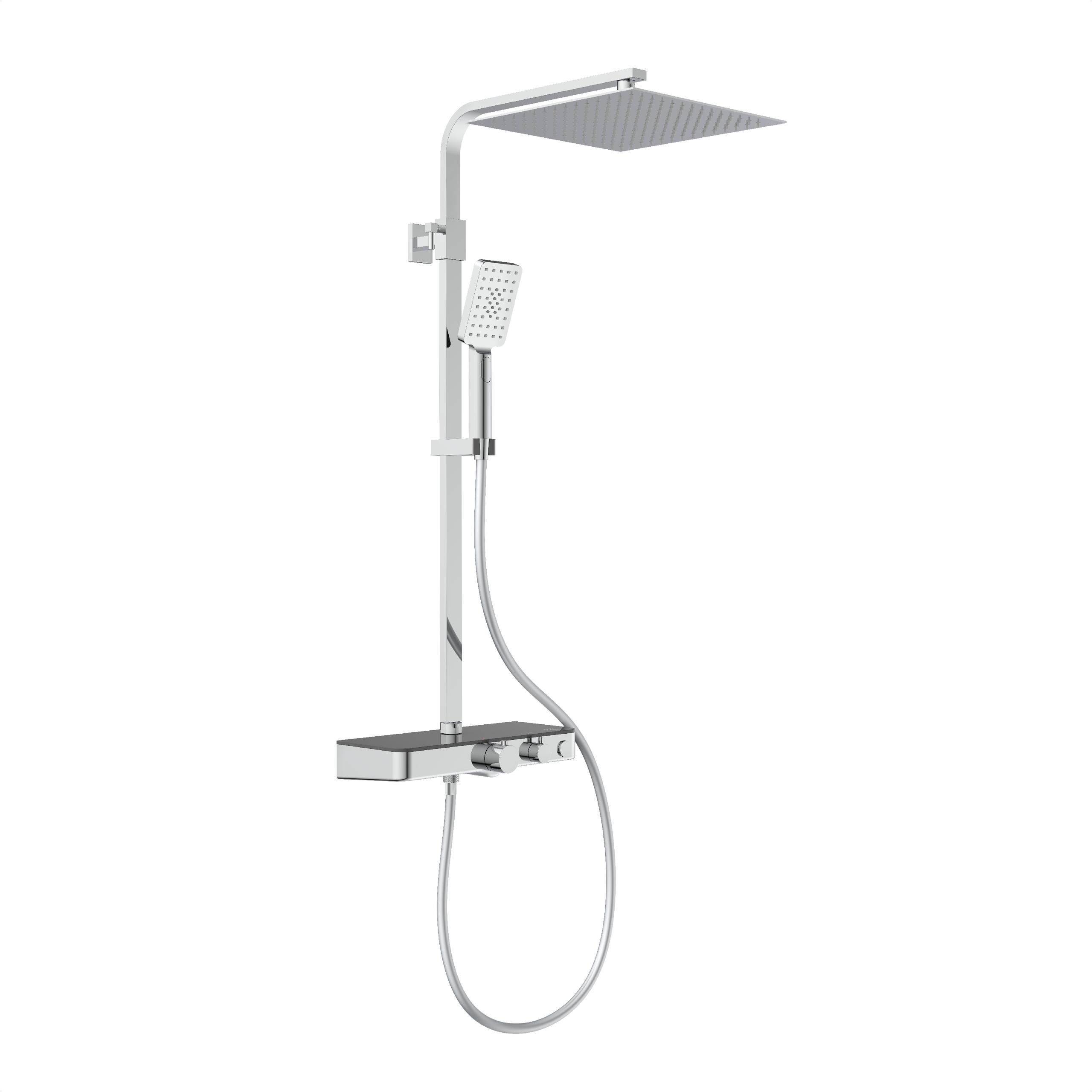 Brausegarnitur Ocean Chrom 3-Fach verstellbar Anti-Kalk - Anthrazit, Design, Metall (3/80-120/37,5cm) - Schütte