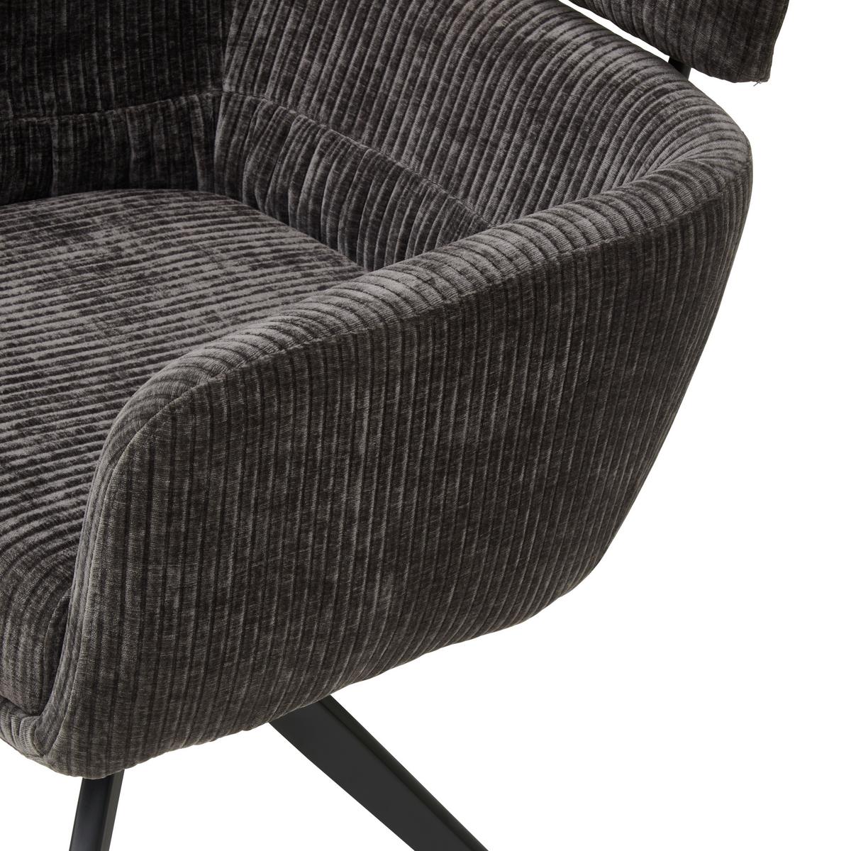 Armlehnstuhl Malte Cord Anthrazit, B: 60 cm - Anthrazit/Naturfarben, KONVENTIONELL, Holz/Textil (60/87,5/68cm) - Livetastic