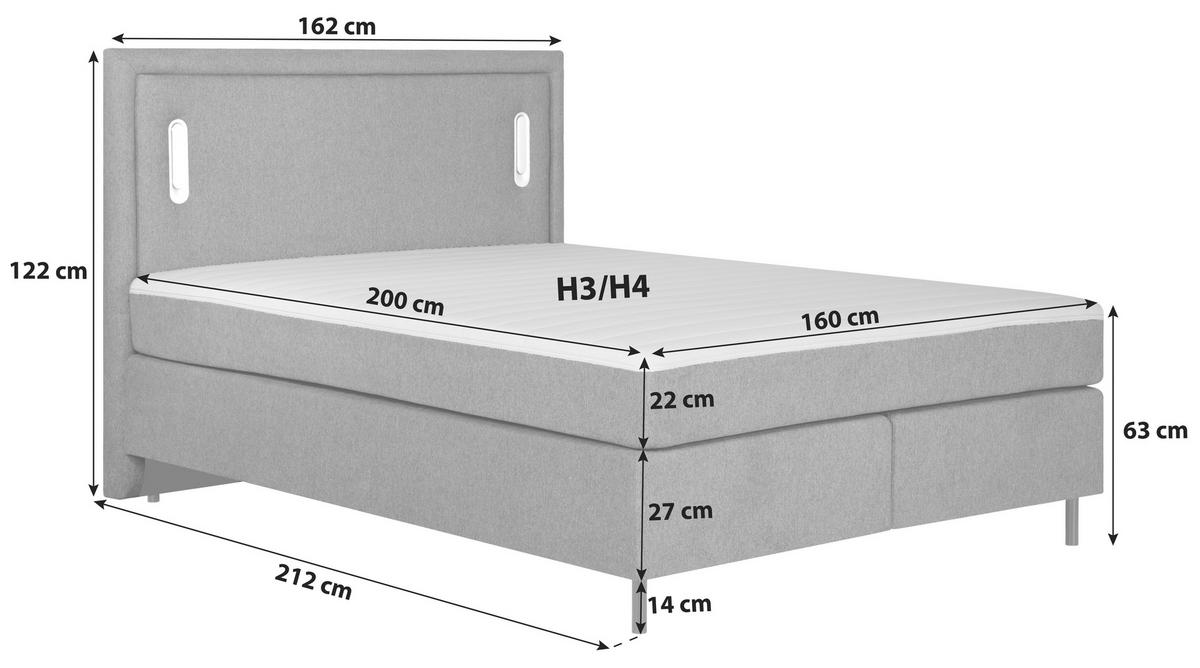 Boxspringbett Mit Matratze 160x200 Cm Nidda - Schwarz, MODERN, Textil (160/200cm) - Livetastic