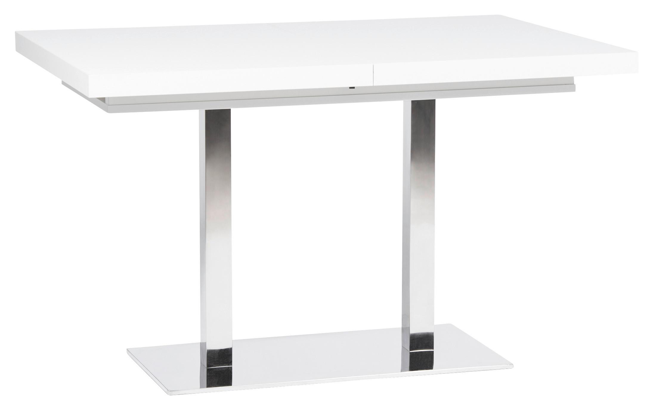 Esstisch Ausziehbar Quadrato LxB: 120x80 cm Weiß - Edelstahlfarben/Weiß, KONVENTIONELL, Holzwerkstoff/Metall (120/80/74cm) - MID.YOU