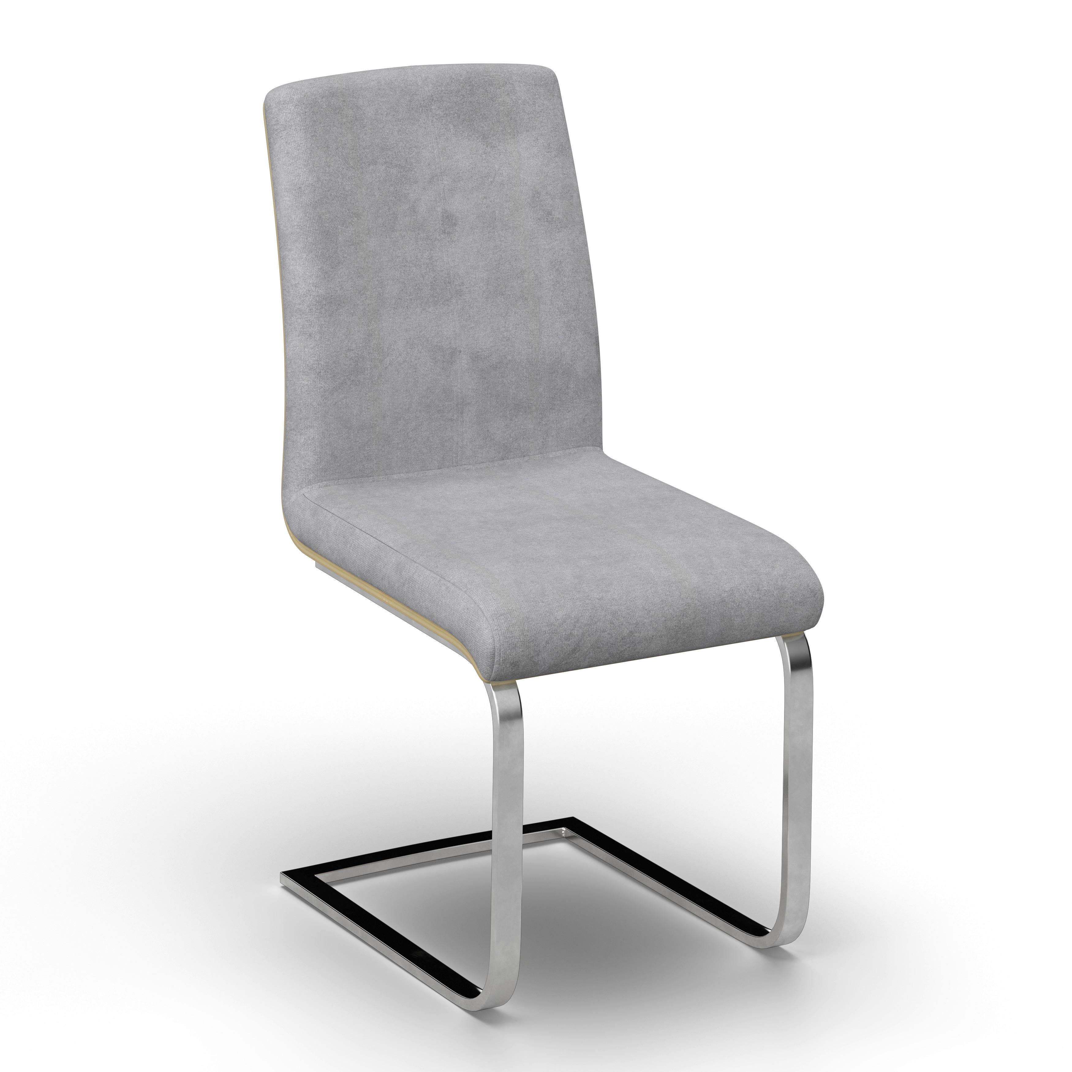 Stolička s pružným podnožím NUBIA - sivá/farba duba, Modern, kov/drevo (44/90/59cm) - Bessagi Home