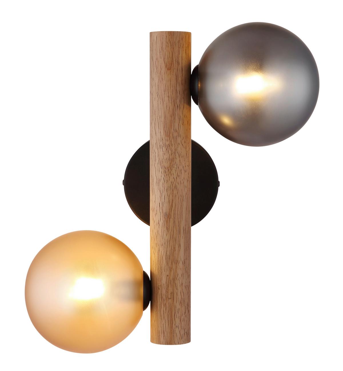 WANDLEUCHTE Exkl. 2xG9 5W - Dunkelbraun/Schwarz, Basics, Glas/Holz (16,5/32cm) - Globo