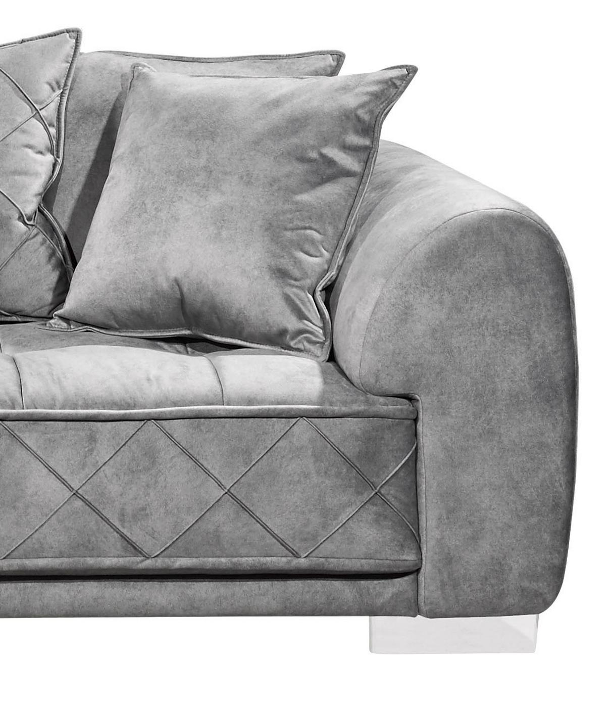 Sedacia súprava v tvare L SENTINA sivá - sivá/strieborná, Basics, textil/plast (319/194cm) - MID.YOU