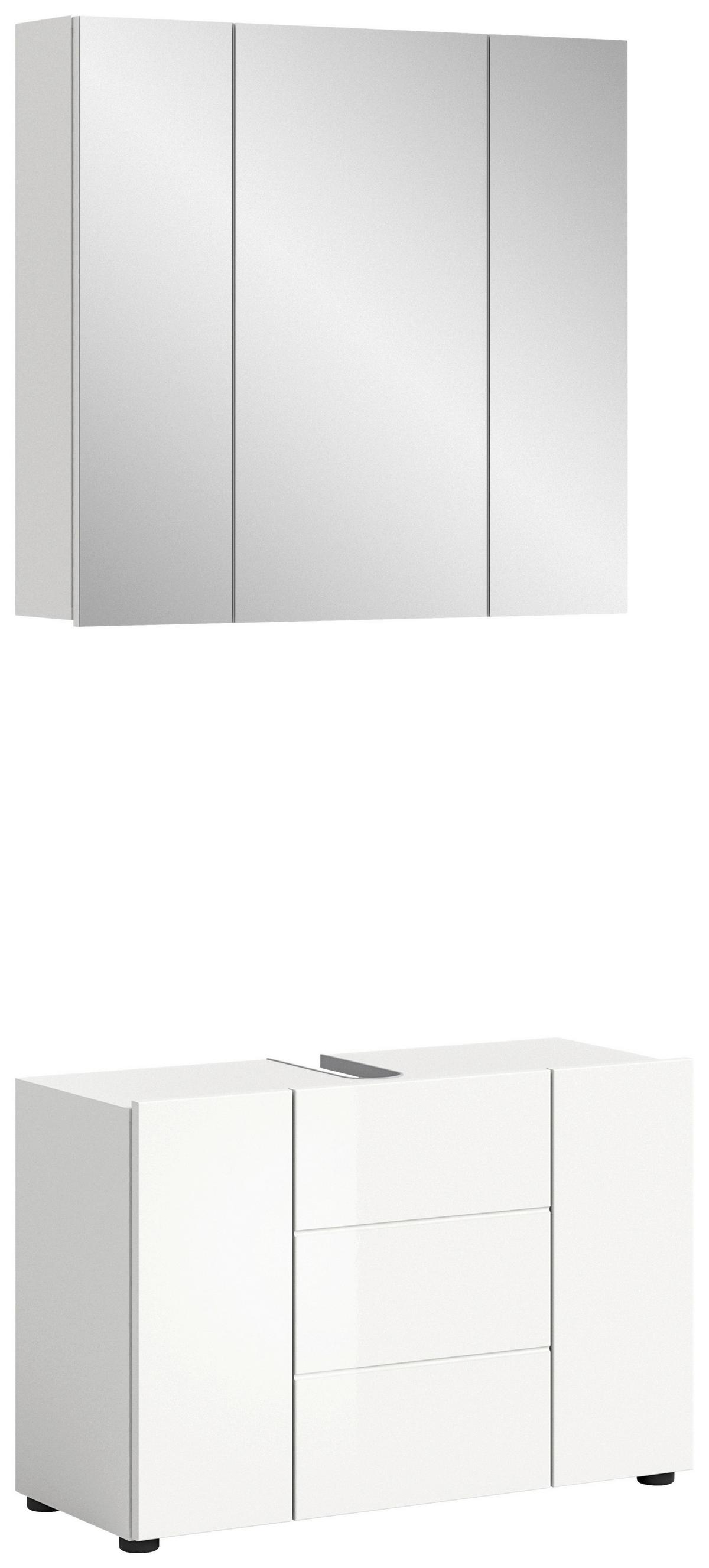 Badezimmer Vira - Weiß Hochglanz/Schwarz, MODERN, Holzwerkstoff (82cm) - MID.YOU