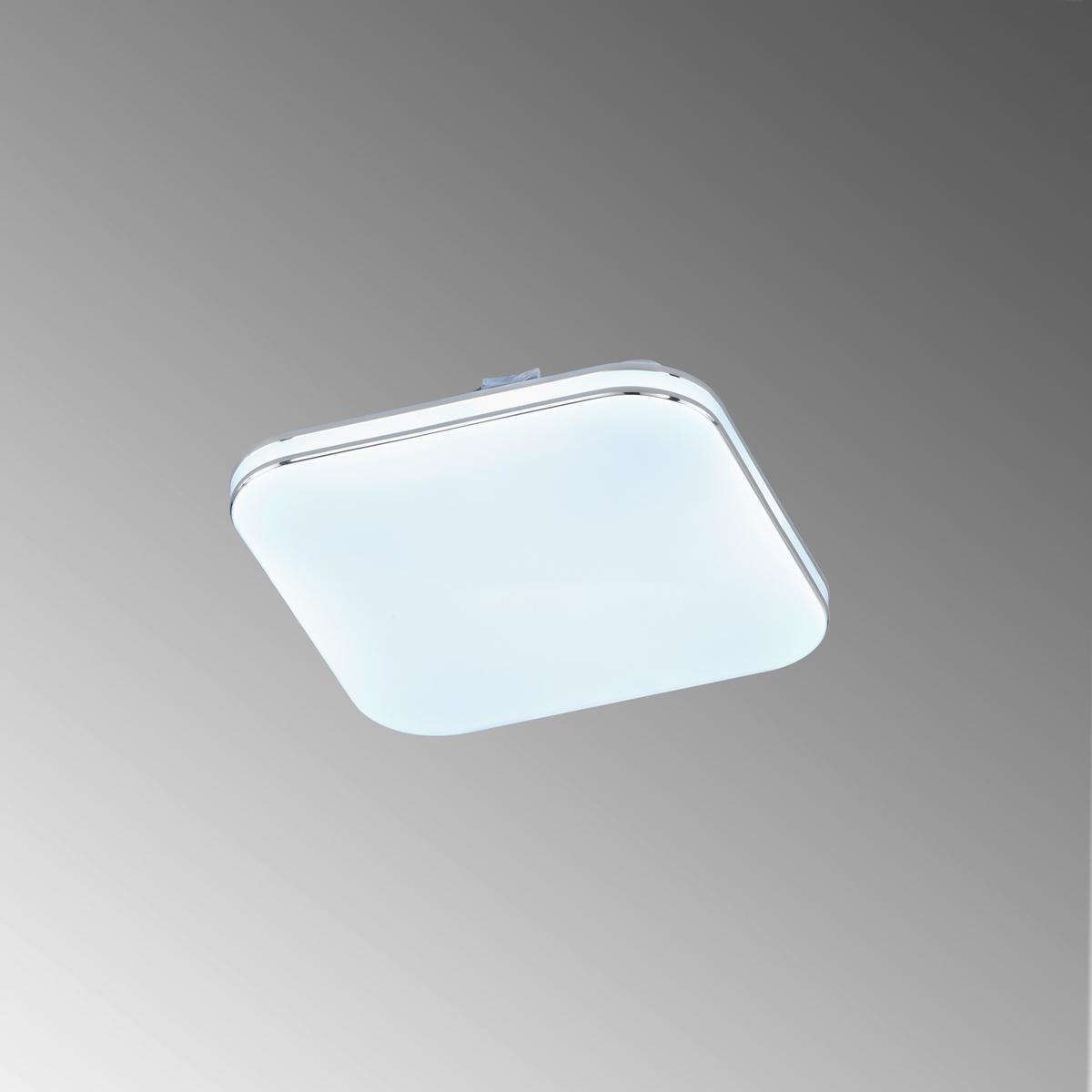 LED-Deckenleuchte 21121 Porto - Chromfarben/Weiß Hochglanz, KONVENTIONELL, Glas (17/17cm) - Fischer & Honsel