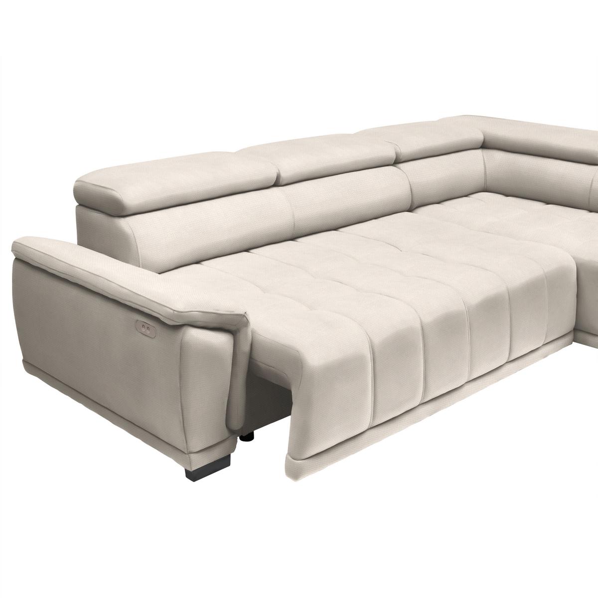 Rohová sedačka GRINALDI, pravá, perleťová - černá/perleť, Moderní, textil/plast (283/206cm) - Premium Living