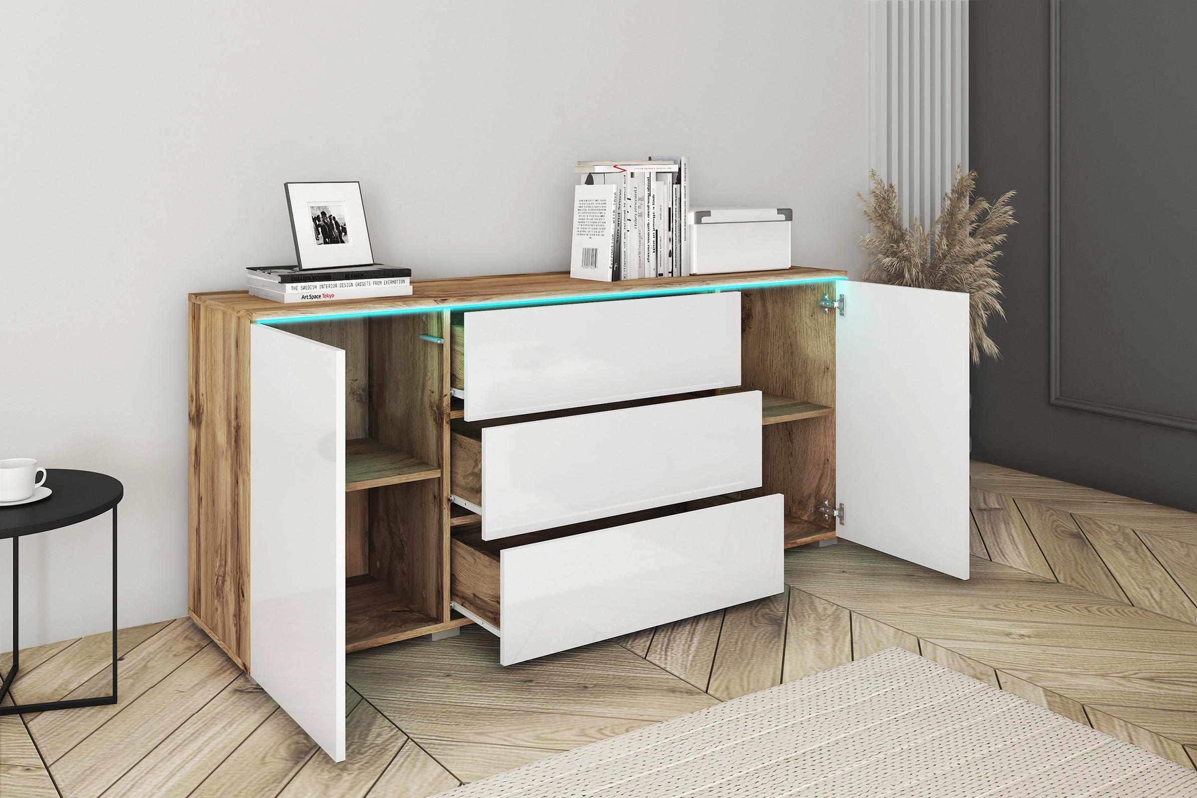 Sideboard in Weiß Hochglanz