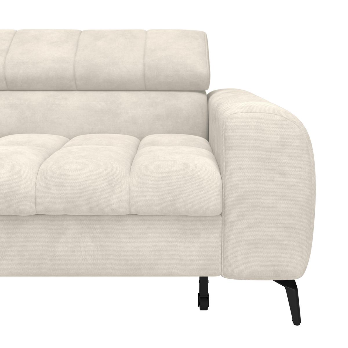 Ecksofa Mit Schlaffunktion & Bettkasten Volf Cremefarben - Creme/Schwarz, Trend, Kunststoff/Textil (203/261cm)