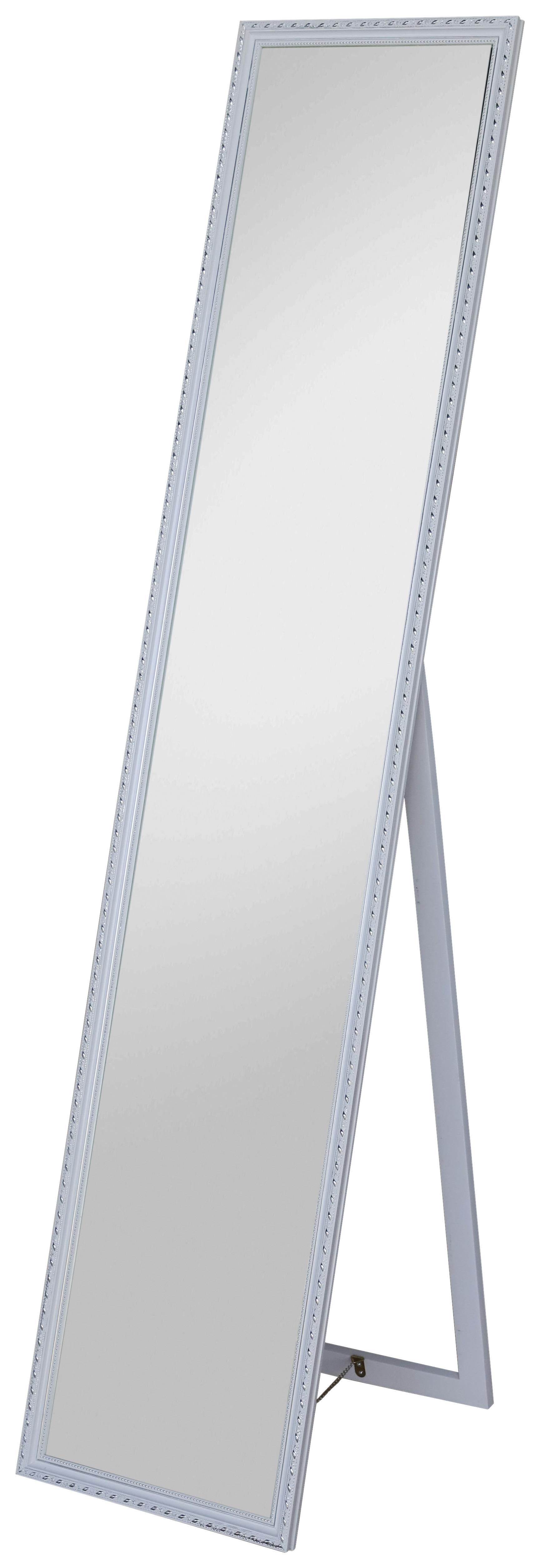 Standspiegel Pisa BxH: 34x160 cm mit Holzrahmen Weiß - Silberfarben/Weiß, MODERN, Glas/Holz (34/160/2,3cm)