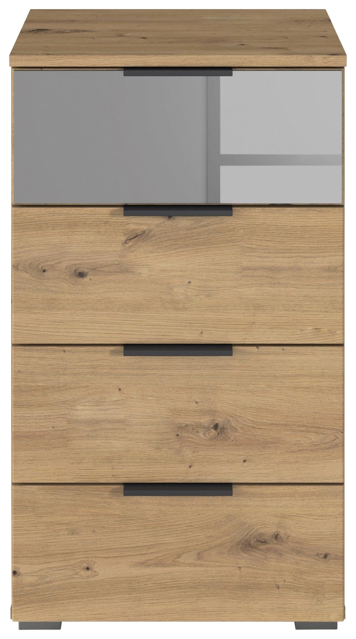 Kommode Skyla Eiche Artisan Dekor, 81 cm - Alufarben/Eiche Artisan, MODERN, Glas/Holzwerkstoff (40/81/42cm) - Rauch Möbel
