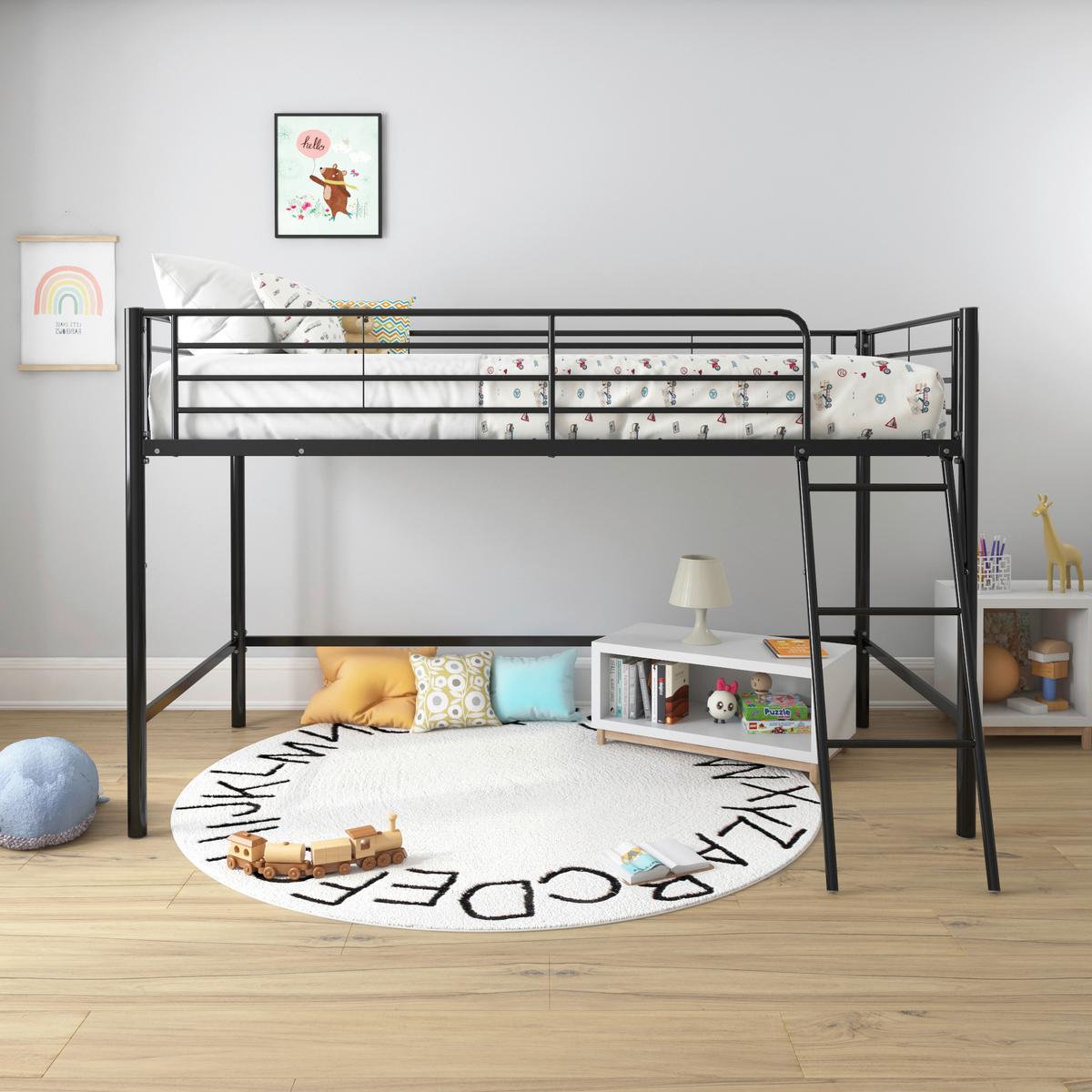 Hochbett Jodie Schwarz B: 207 cm - Schwarz, Design, Metall (207/129/130cm) - MID.YOU