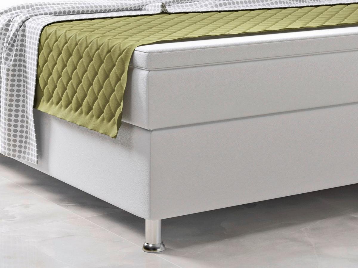 Boxspringbett Mit Topper / Matratze 180x200 Cm Riva - Silberfarben/Weiß, KONVENTIONELL, Leder/Textil (180/115/210cm) - MID.YOU