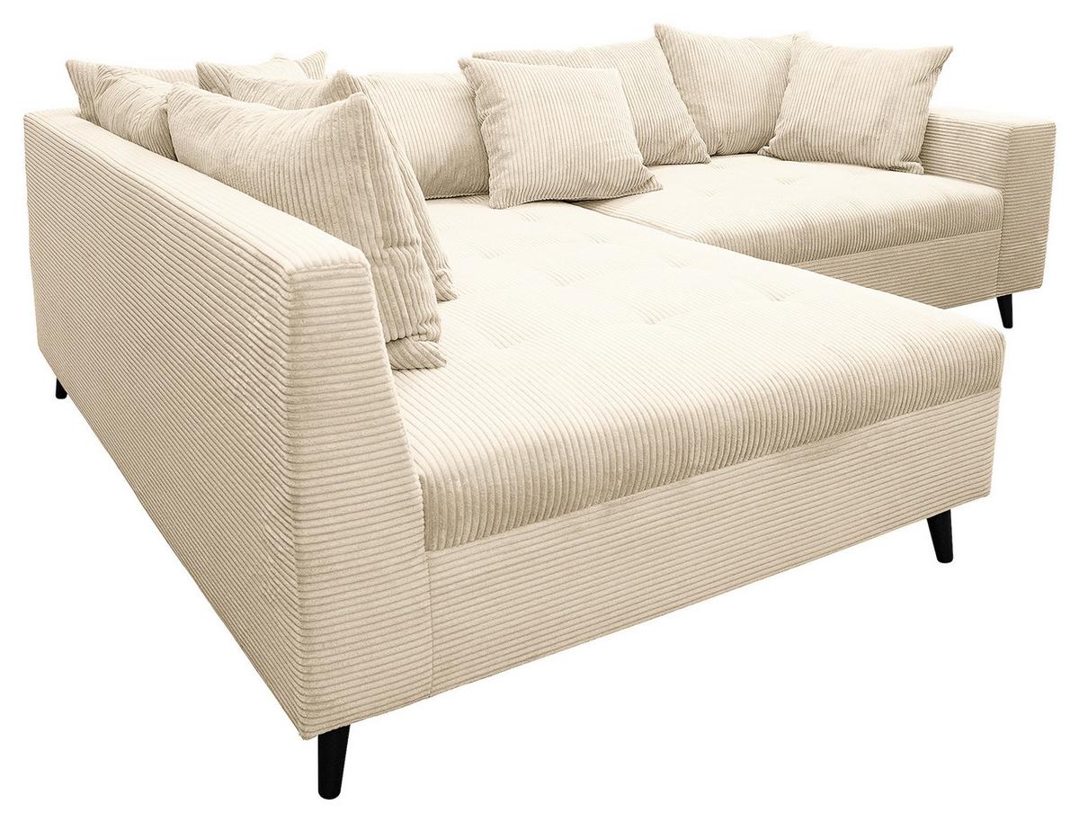 Ecksofa Pruno, Creme S: 174x247 Cm - Creme/Schwarz, Design, Textil (174/247cm) - MID.YOU