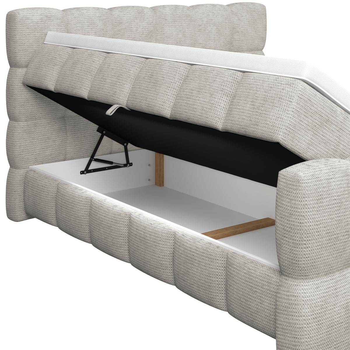 Boxspringbett Brisbane inkl. Bettkasten 160x200 - Ecru/Schwarz, Trend, Holz/Holzwerkstoff (160/200cm) - Sembella