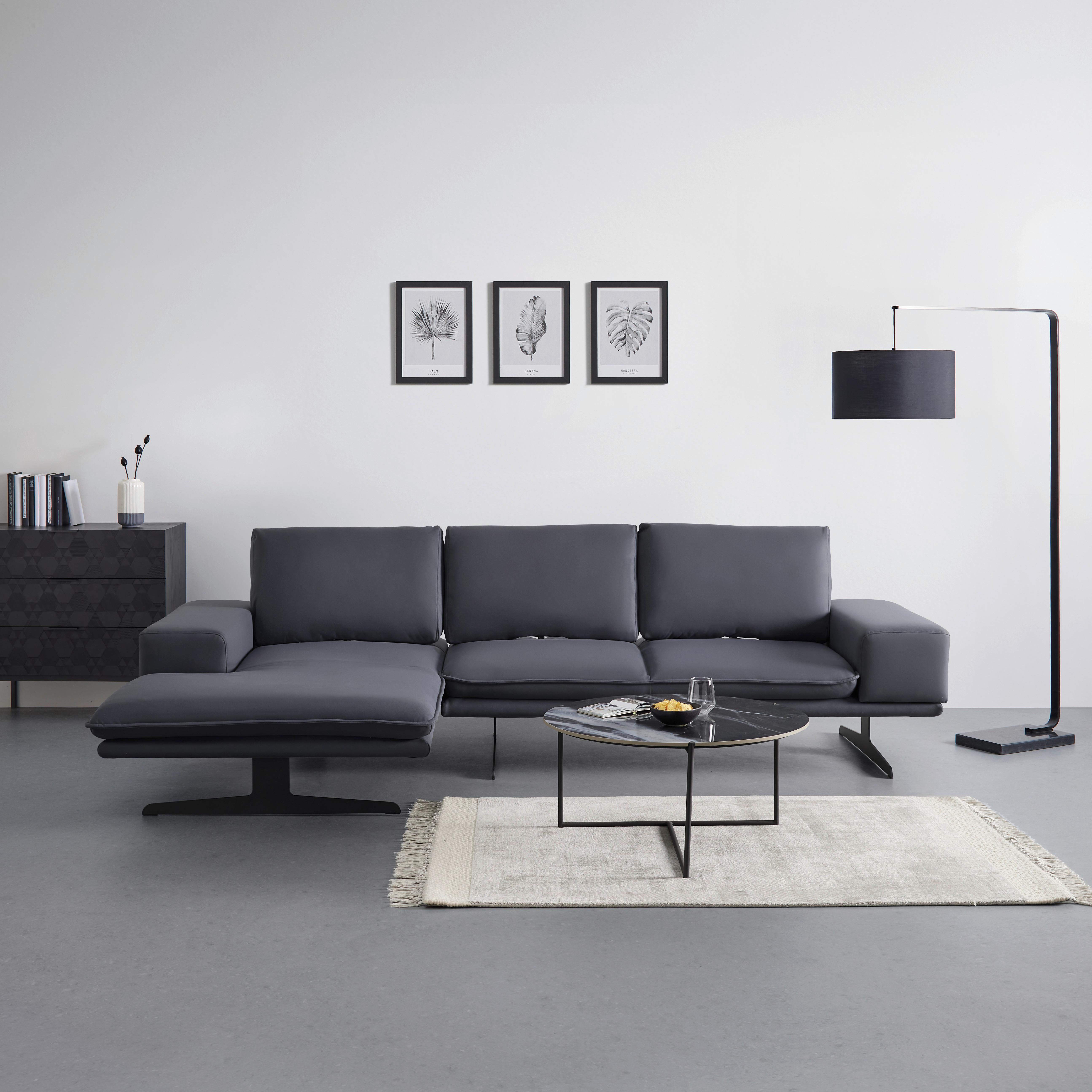 Sedací souprava LARISSA modrá - šedá/černá, Moderní, kov/textil (290/82/160cm) - Bessagi Home