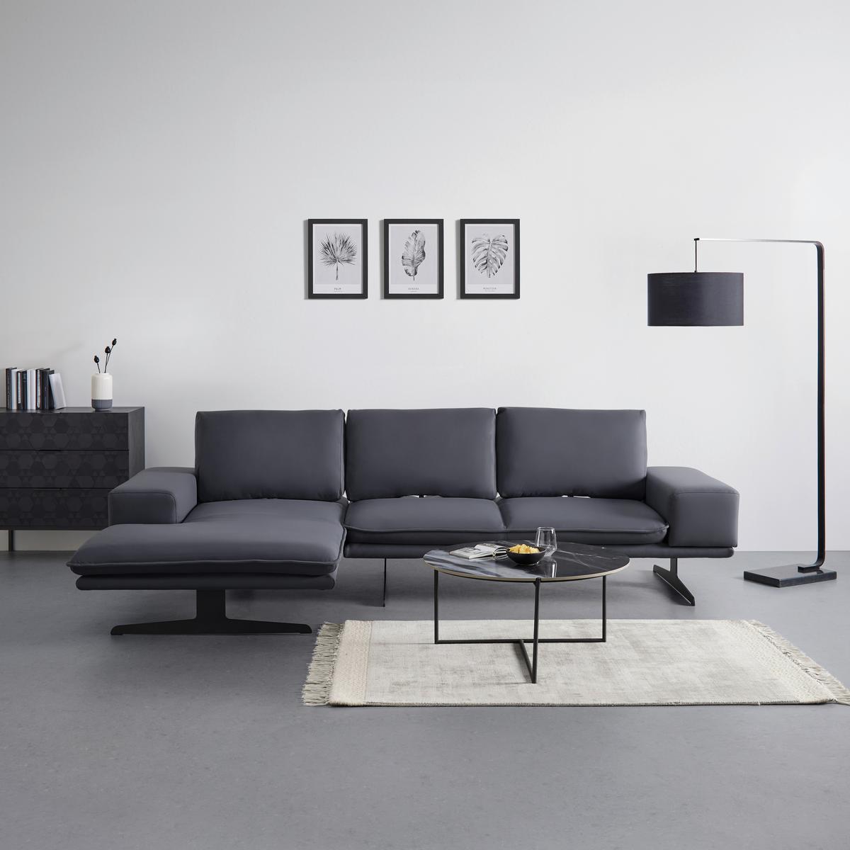 Sedací souprava LARISSA modrá - šedá/černá, Moderní, kov/textil (290/82/160cm) - Bessagi Home