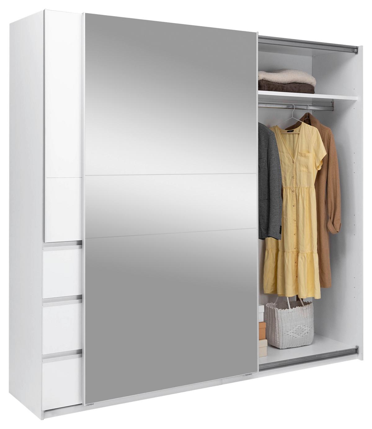 SCHIEBETÜRENSCHRANK Wilma Weiß B: 215cm - Weiß, MODERN, Holzwerkstoff (215/210/61,5cm) - P & B