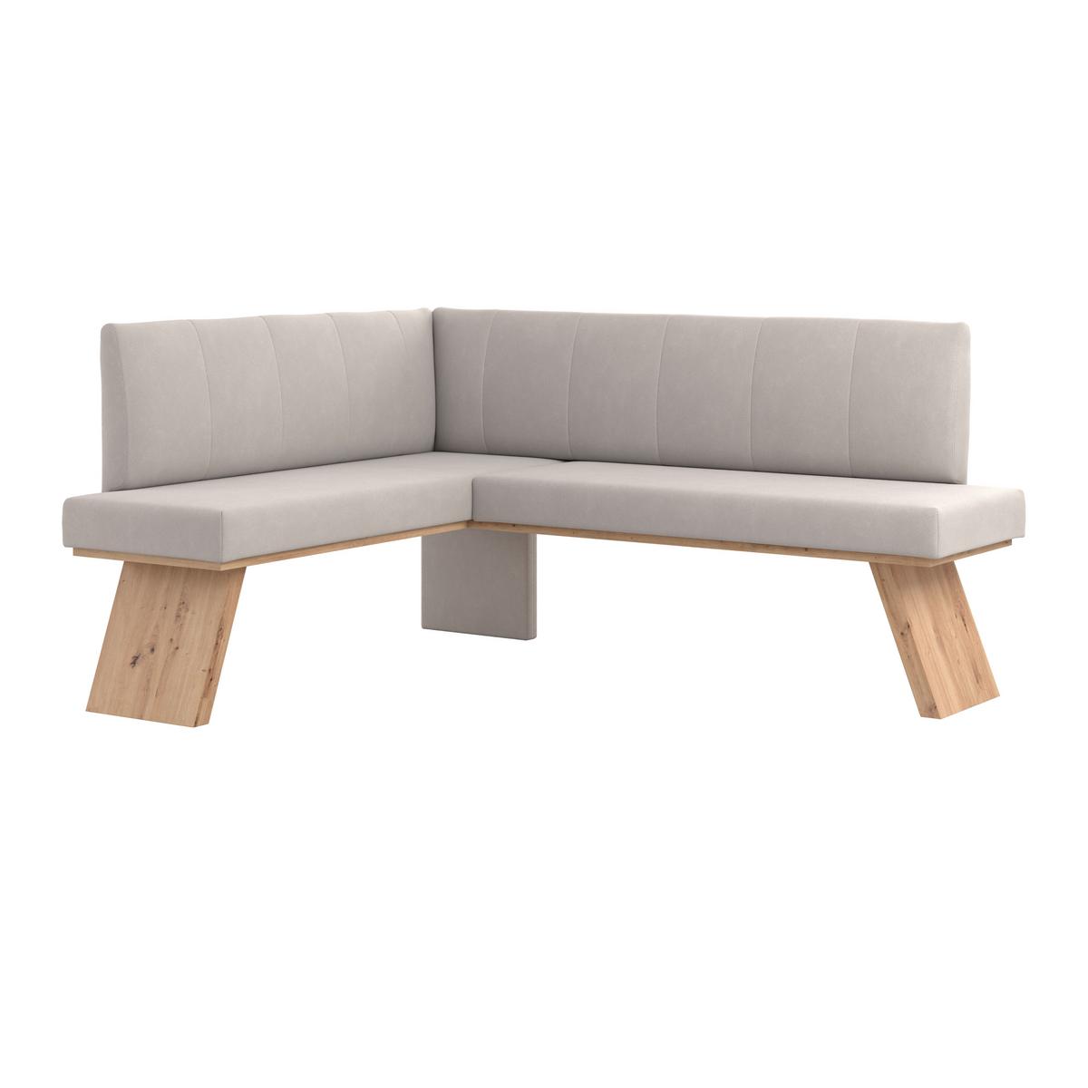 Eckbank Emma Ii Webstoff Weiß, B: 140 Cm - Eichefarben/Weiß, KONVENTIONELL, Holzwerkstoff/Textil (140/160cm)