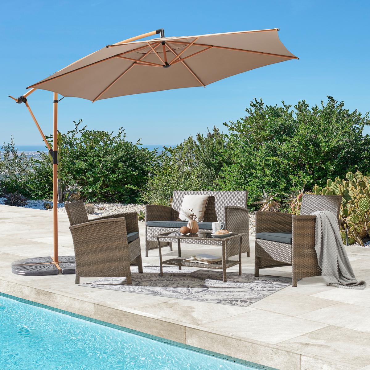 Ampelschirm Exellent Bxhxt: 300x300x248 Cm Taupe - Taupe, MODERN, Textil/Metall (300/300/248cm) - Beldano