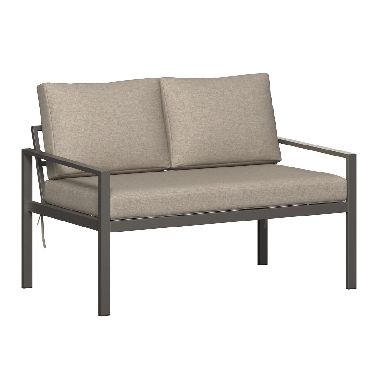 Loungegarnitur Zamora - Graubraun/Beigebraun, MODERN, Textil/Metall (105/35,5/50cm) - Beldano