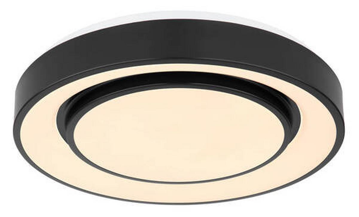 LED-Deckenleuchte Sully Ø 38 cm mit Memory-Funktion - Opal/Schwarz, Design, Kunststoff/Metall (38/7.5cm) - Globo