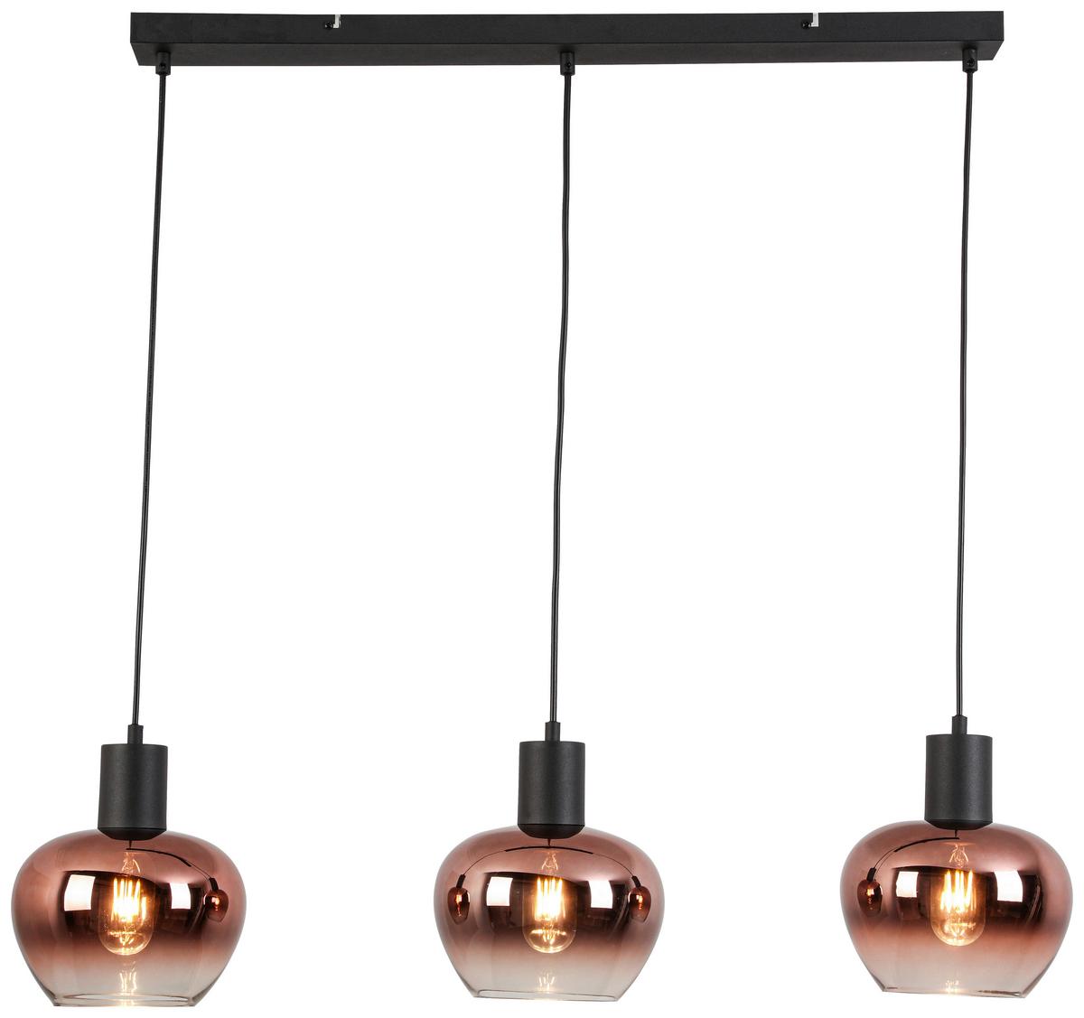 Hängeleuchte Sani - Schwarz/Kupferfarben, MODERN, Glas/Kunststoff (86/18/120cm) - James Wood