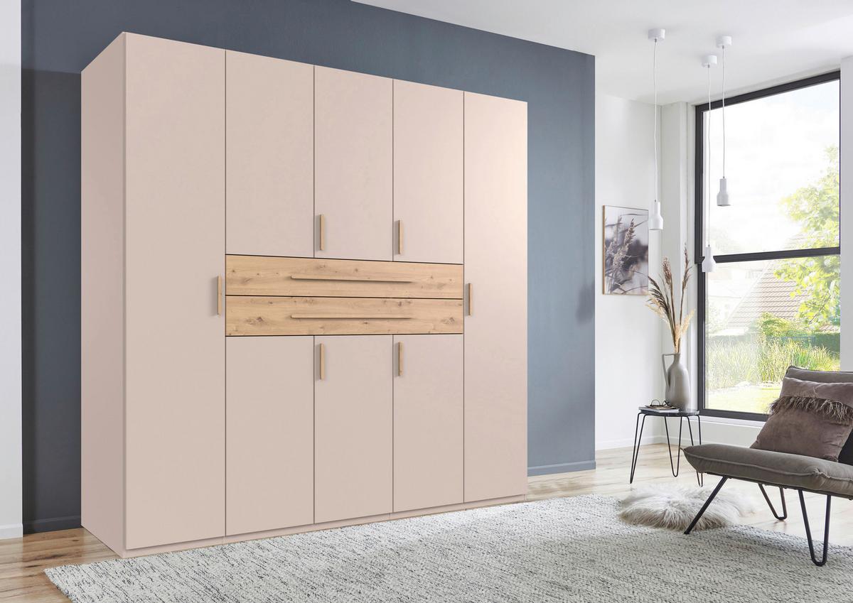 Šatníková skriňa LUMIO, šírka 225 cm - kašmírová/dub artisan, Konventionell, kompozitné drevo (225/208/58cm) - Modern Living