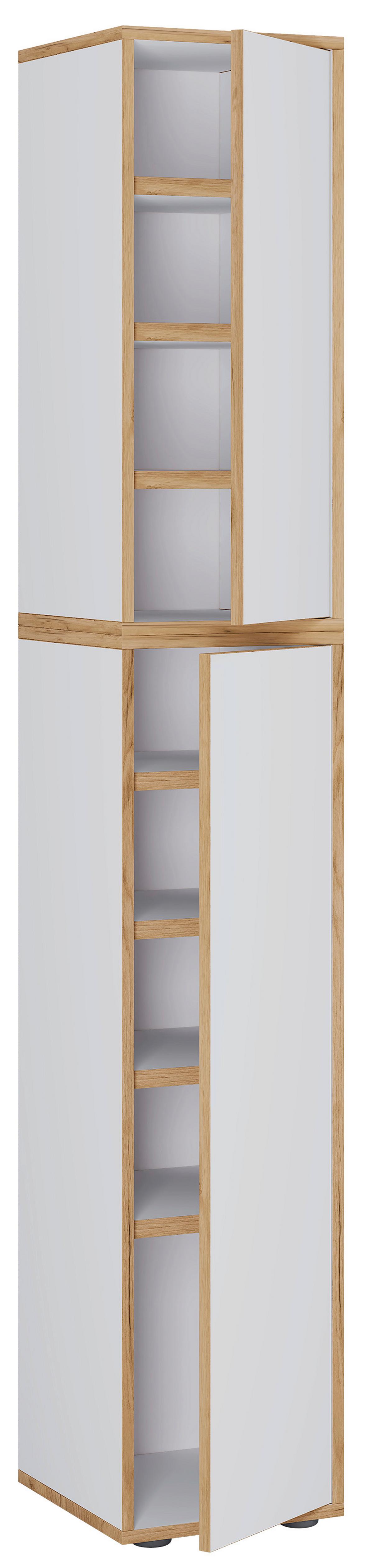 Schuhschrank Salia Honigeiche/weiß B: 30 Cm - Honigeiche/Weiß, Design, Holzwerkstoff (30/183/33cm) - MID.YOU