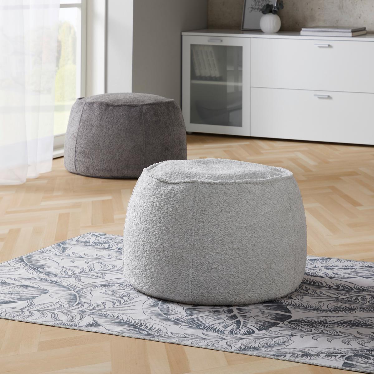 Hocker Lycylla Polyester Hellgrau Sitz Gepolstert - Hellgrau, MODERN, Textil (38/60cm)