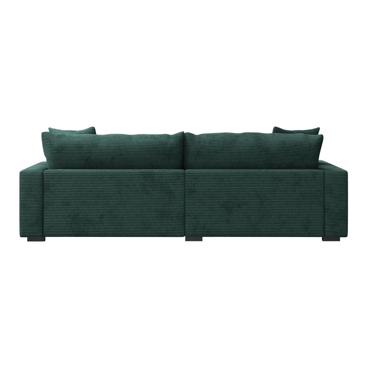 Rohová sedačka PELLE, levá, tmavě zelený manšestr - černá/tmavě zelená, Moderní, textil (180/265cm)