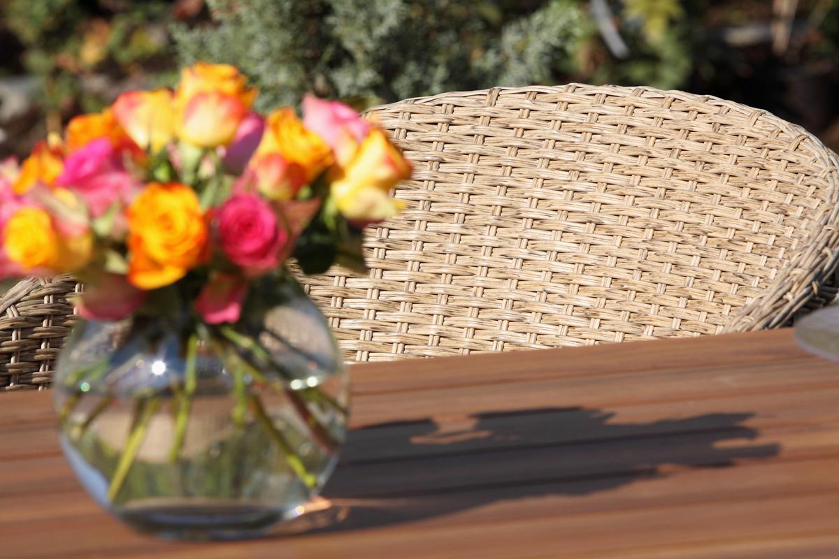 Gartengarnitur 5-Tlg. Holz/ Metall/Kunststoff/Textil - Akaziefarben/Teakfarben, Basics, Holz/Kunststoff (180/90/76cm) - Gardenson