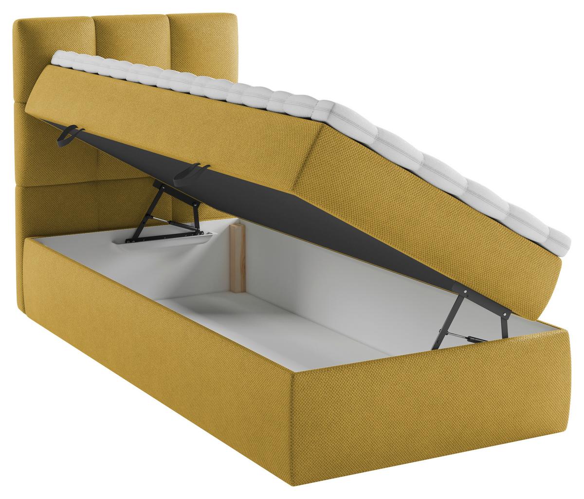 Boxbett Polly - Senfgelb/Schwarz, MODERN, Holz/Holzwerkstoff (90/200cm) - MID.YOU