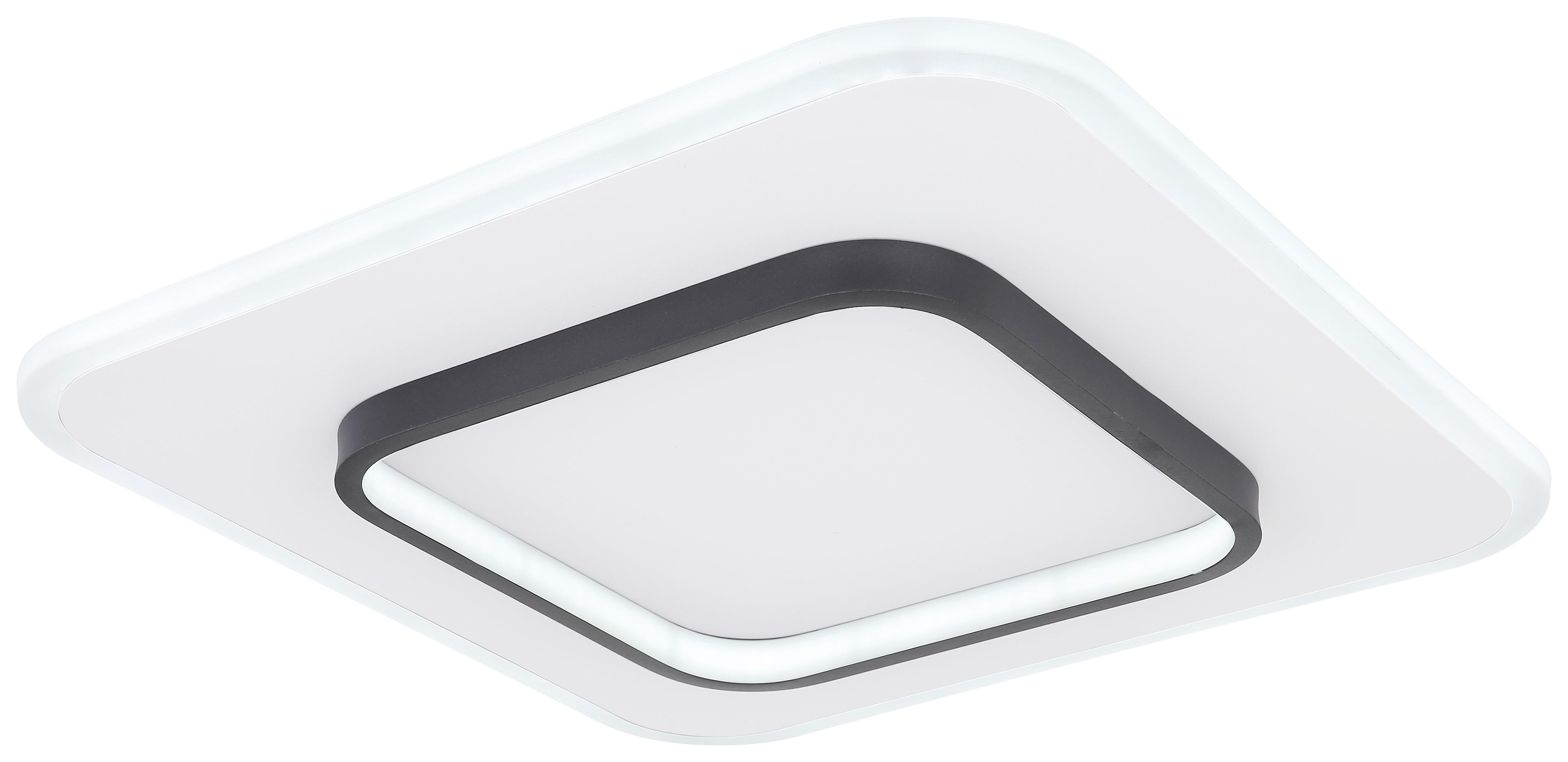 LED-Deckenleuchte Lima L: 45,8 cm mit Fernbedienung - Opal/Schwarz, Basics, Kunststoff/Metall (45,8/45,8/6cm) - Globo