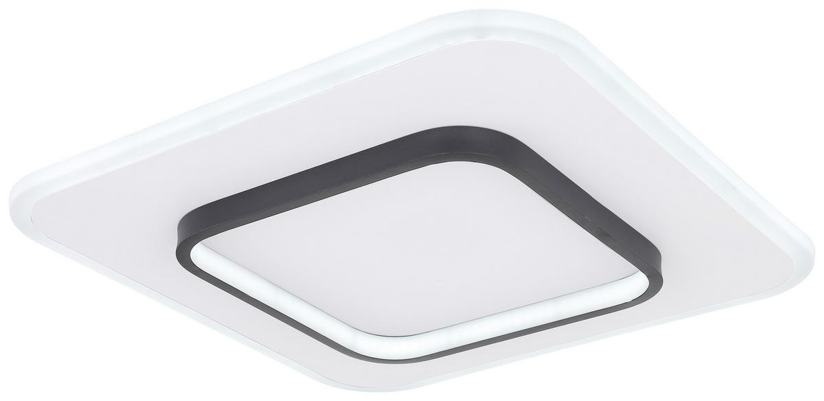 Led-deckenleuchte Lima L: 45,8 Cm Mit Fernbedienung - Opal/Schwarz, Basics, Kunststoff/Metall (45,8/45,8/6cm) - Globo