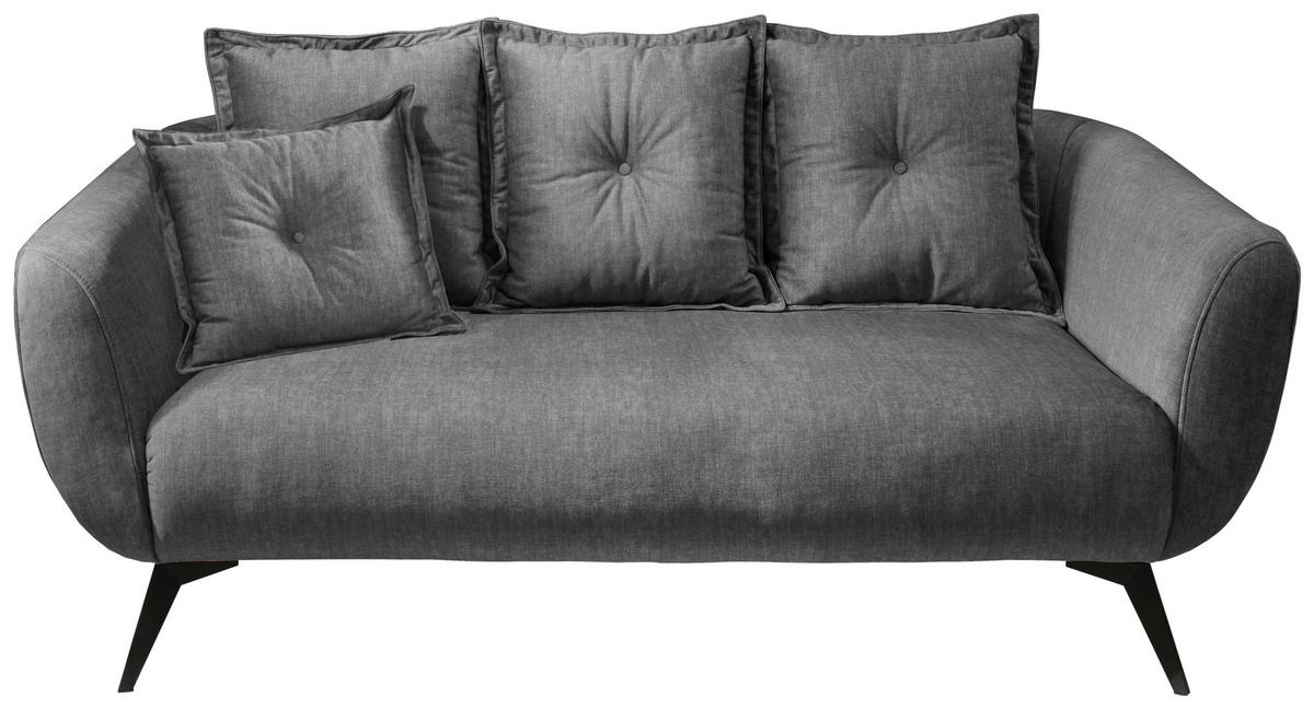 2,5-Sitzer-Sofa Baggio mit Kissen Grau - Schwarz/Grau, MODERN, Holz/Textil (196/94/103cm) - Livetastic