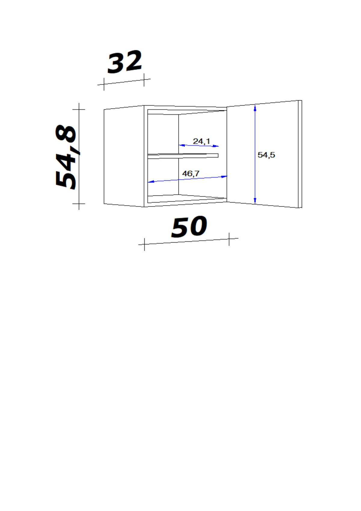 Horná kuchynská skrinka VENEZIA - VALERO biela - biela s vysokým leskom/farba ušľachtilej ocele, Modern, kov/kompozitné drevo (50/54,8/32cm) - FlexWell