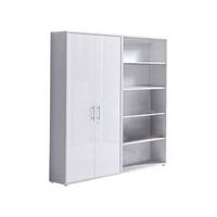 Aktenschrank Office Edition Grau/weiß Hg, B: 168,8 Cm - Weiß Hochglanz/Grau, MODERN, Holzwerkstoff (168,8/185,6/33cm) - MID.YOU