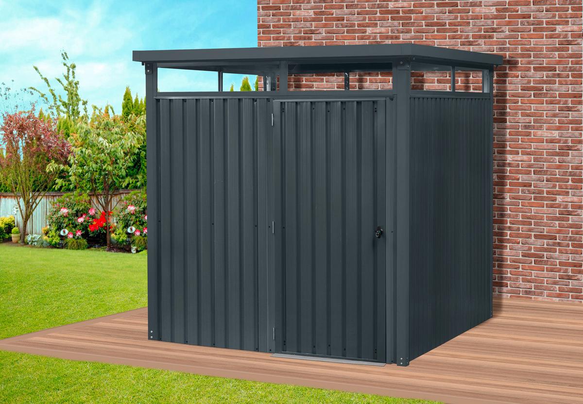 Gerätehaus Mit Flachdach 204x226x245 Cm - Anthrazit, Basics, Metall (204/226/245cm)