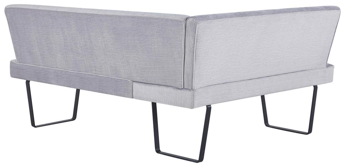 Eckbank Tilos Samt Hellbraun, S: 150x190 cm - Hellbraun/Schwarz, KONVENTIONELL, Textil/Metall (150/190cm) - MID.YOU